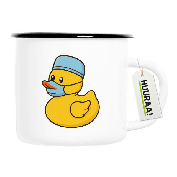 Emaille Tasse Quietscheente Gesundheits- und Krankenpflege Comic Gummiente 300ml Vintage