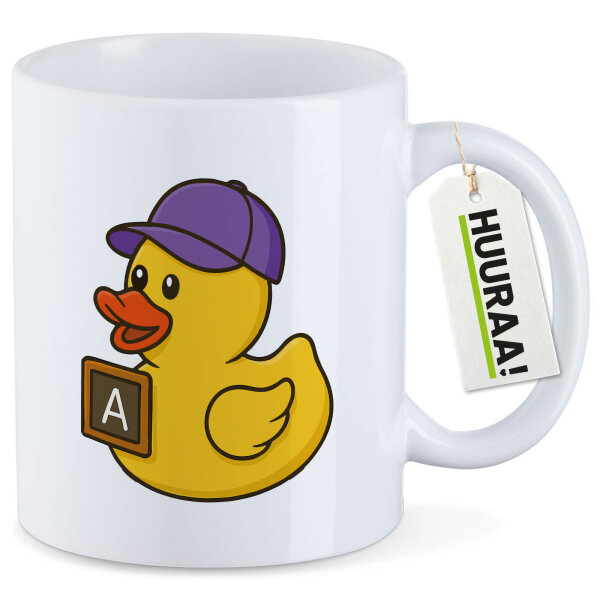 Kaffeetasse Quietscheente Erziehung Comic Gummiente 330ml