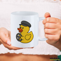 Kaffeetasse Quietscheente Kraftfahrt Comic Gummiente 330ml