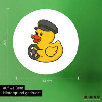 Aufkleber Quietscheente Kraftfahrt Comic Gummiente 10cm