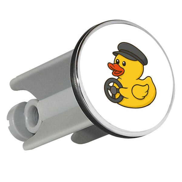 Waschbeckenstöpsel Quietscheente Kraftfahrt Comic Gummiente 4cm Abflussstopfen