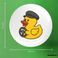 Button Quietscheente Kraftfahrt Comic Gummiente