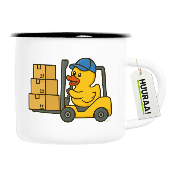 Emaille Tasse Quietscheente Lager Comic Gummiente 300ml Vintage