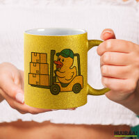 Glitzertasse Quietscheente Lager Comic Gummiente 330ml