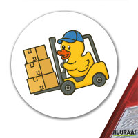 Aufkleber Quietscheente Lager Comic Gummiente 10cm rund