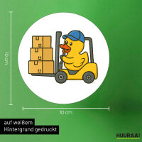 Aufkleber Quietscheente Lager Comic Gummiente 10cm rund