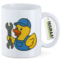 Kaffeetasse Quietscheente Mechatronik Comic Gummiente 330ml