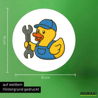 Aufkleber Quietscheente Mechatronik Comic Gummiente 10cm