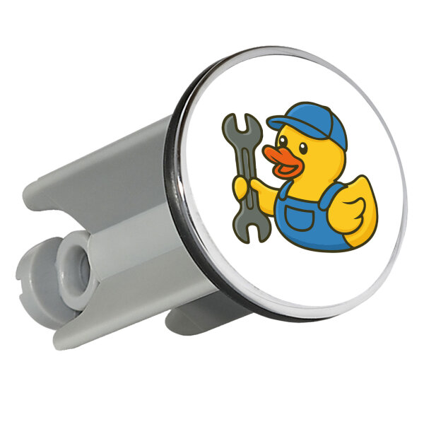 Waschbeckenstöpsel Quietscheente Mechatronik Comic Gummiente 4cm Abflussstopfen