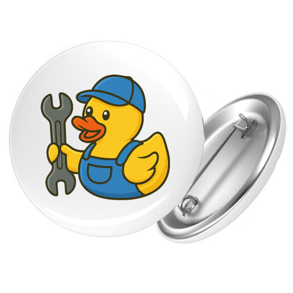 Button Quietscheente Mechatronik Comic Gummiente rund