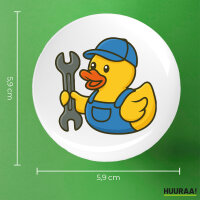 Button Quietscheente Mechatronik Comic Gummiente