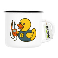 Emaille Tasse Quietscheente Elektronik Comic Gummiente...