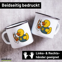 Emaille Tasse Quietscheente Elektronik Comic Gummiente...