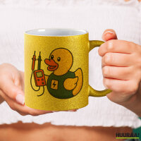 Glitzertasse Quietscheente Elektronik Comic Gummiente 330ml