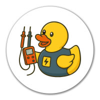 Aufkleber Quietscheente Elektronik Comic Gummiente 10cm