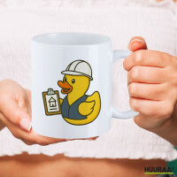 Kaffeetasse Quietscheente Bauingenieurwesen Comic Gummiente 330ml