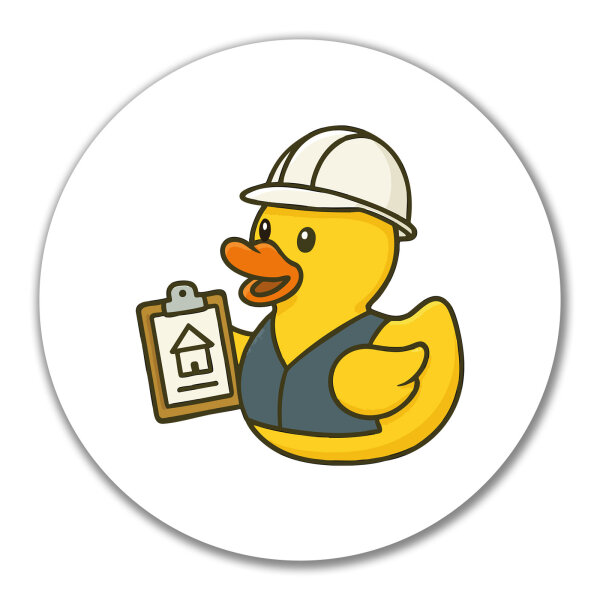 Aufkleber Quietscheente Bauingenieurwesen Comic Gummiente 10cm
