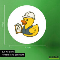 Aufkleber Quietscheente Bauingenieurwesen Comic Gummiente 10cm
