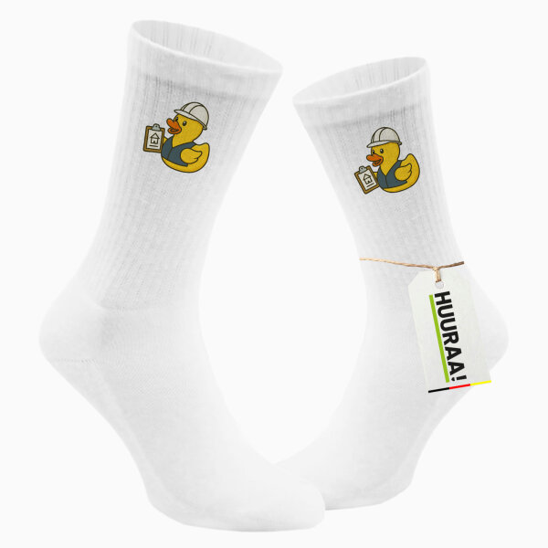 Unisex Socken Quietscheente Bauingenieurwesen Comic Gummiente Größe 37/46 White Motiv Tennissocken