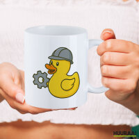 Kaffeetasse Quietscheente Maschinenbau Comic Gummiente 330ml