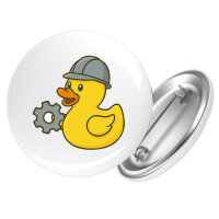 Button Quietscheente Maschinenbau Comic Gummiente rund