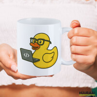 Kaffeetasse Quietscheente Softwareentwicklung Comic Gummiente 330ml