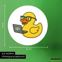 Aufkleber Quietscheente Softwareentwicklung Comic Gummiente 10cm rund