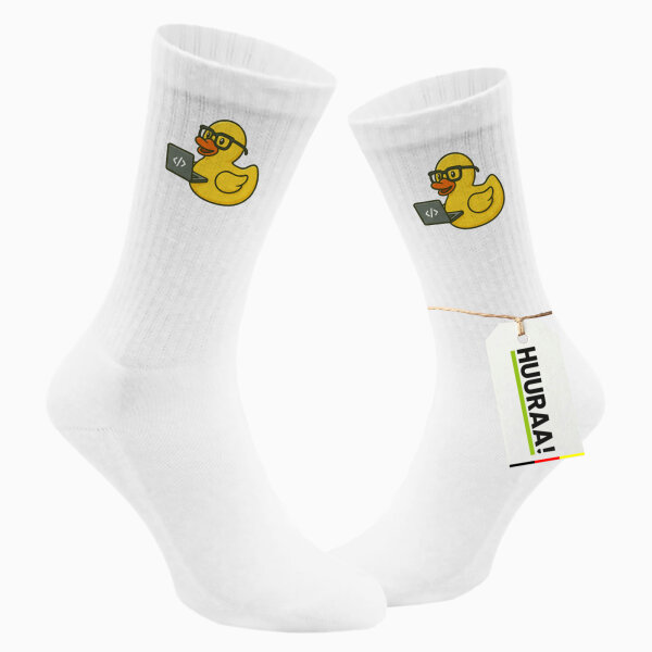 Unisex Socken Quietscheente Softwareentwicklung Comic Gummiente Größe 37/46 White Motiv Tennissocken