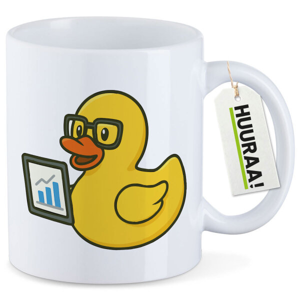 Kaffeetasse Quietscheente Datenanalyse Comic Gummiente 330ml