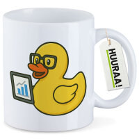 Kaffeetasse Quietscheente Datenanalyse Comic Gummiente 330ml