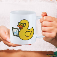 Kaffeetasse Quietscheente Datenanalyse Comic Gummiente 330ml