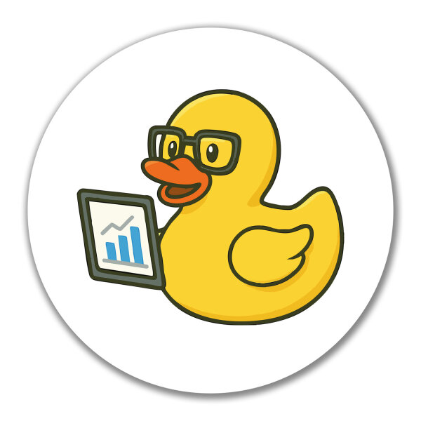 Aufkleber Quietscheente Datenanalyse Comic Gummiente 10cm