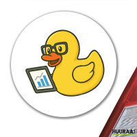 Aufkleber Quietscheente Datenanalyse Comic Gummiente 10cm