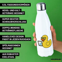 Edelstahl-Trinkflasche Quietscheente Datenanalyse Comic Gummiente 500ml Wasserflasche