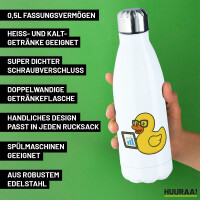 Trinkflasche Quietscheente Datenanalyse Comic Gummiente 500ml Edelstahl Wasserflasche