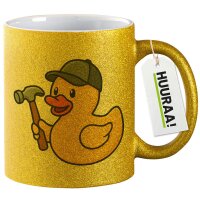 Glitzertasse Quietscheente Handwerk Comic Gummiente 330ml