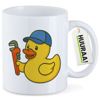 Kaffeetasse Quietscheente Installation Comic Gummiente 330ml