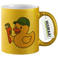 Glitzertasse Quietscheente Installation Comic Gummiente...