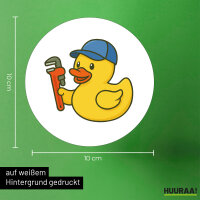 Aufkleber Quietscheente Installation Comic Gummiente 10cm rund