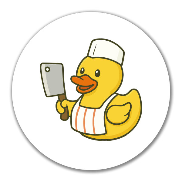 Aufkleber Quietscheente Metzgerei Comic Gummiente 10cm