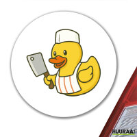 Aufkleber Quietscheente Metzgerei Comic Gummiente 10cm