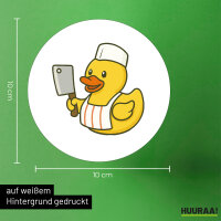 Aufkleber Quietscheente Metzgerei Comic Gummiente 10cm