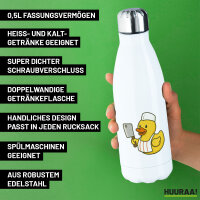 Edelstahl-Trinkflasche Quietscheente Metzgerei Comic Gummiente 500ml Wasserflasche