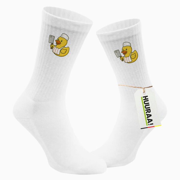 Unisex Socken Quietscheente Metzgerei Comic Gummiente Größe 37/46 White Motiv Tennissocken