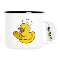 Emaille Tasse Quietscheente Bäckerei Comic Gummiente...