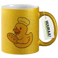 Glitzertasse Quietscheente Bäckerei Comic Gummiente...