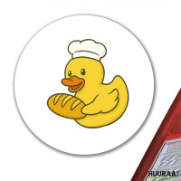 Aufkleber Quietscheente Bäckerei Comic Gummiente 10cm rund
