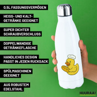 Trinkflasche Quietscheente Bäckerei Comic Gummiente 500ml Edelstahl Wasserflasche
