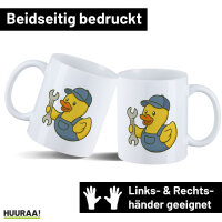 Kaffeetasse Quietscheente Kfz-Mechatronik Comic Gummiente...
