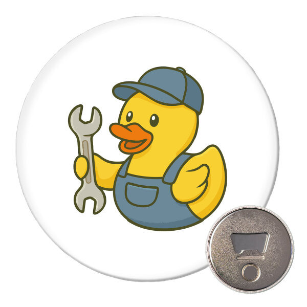 Magnet Quietscheente Kfz-Mechatronik Comic Gummiente 59mm Kühlschrankmagnet